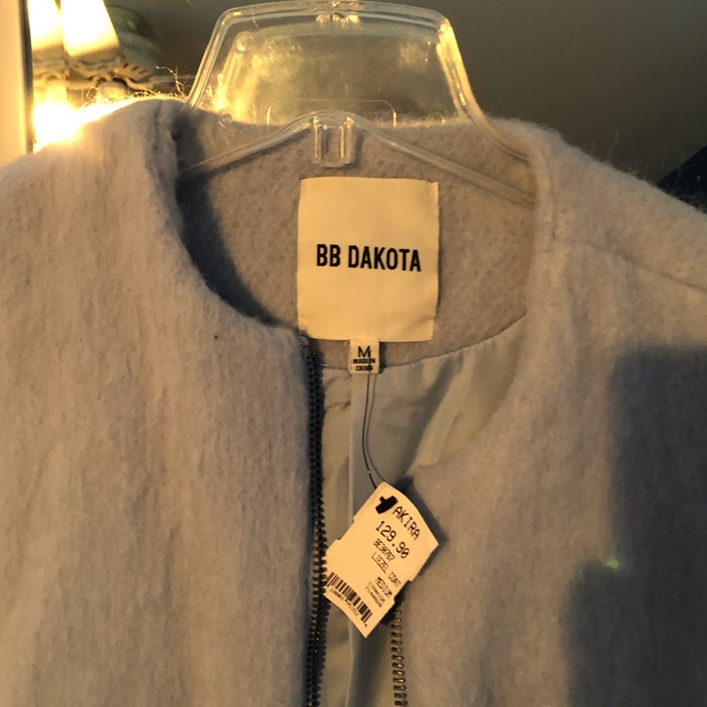 No lapel blue wool coat